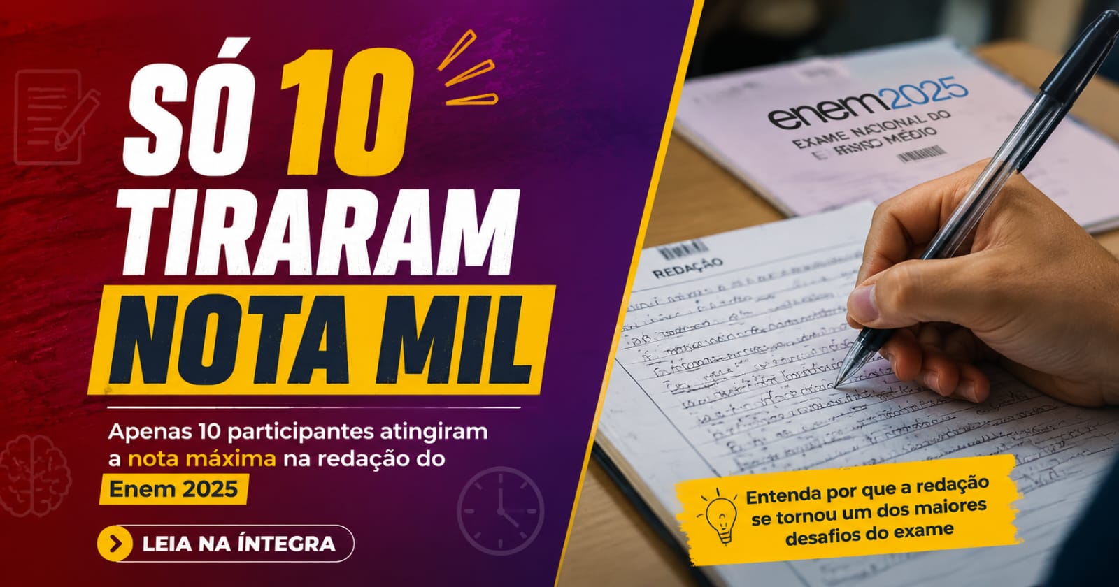 imagem de estudante fazendo a prova do ENEM