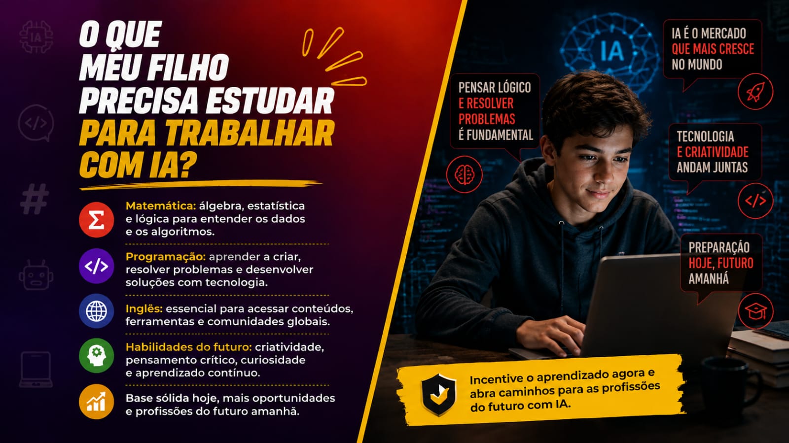Aluno estudando para trabalhar com Inteligência Artificial