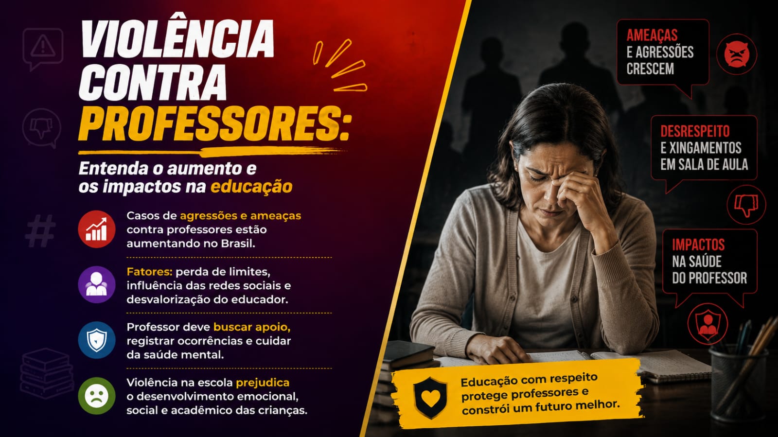 professor preocupado com a violência